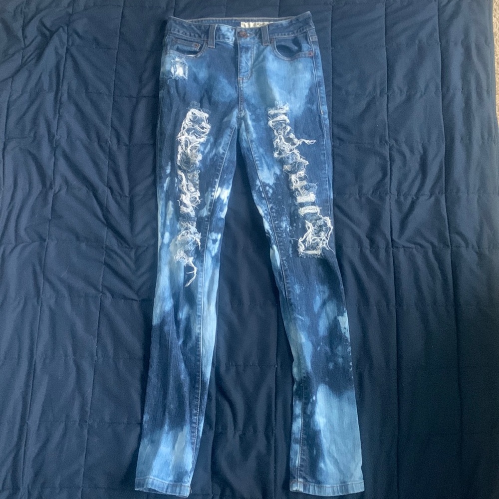 DKNY tie dye ripped jeans